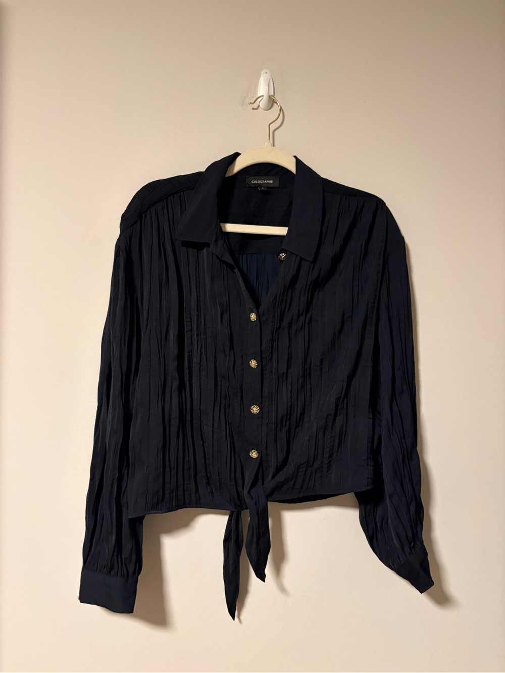 CALLIGRAPHIE Long Sleeve Silky Blouse Large